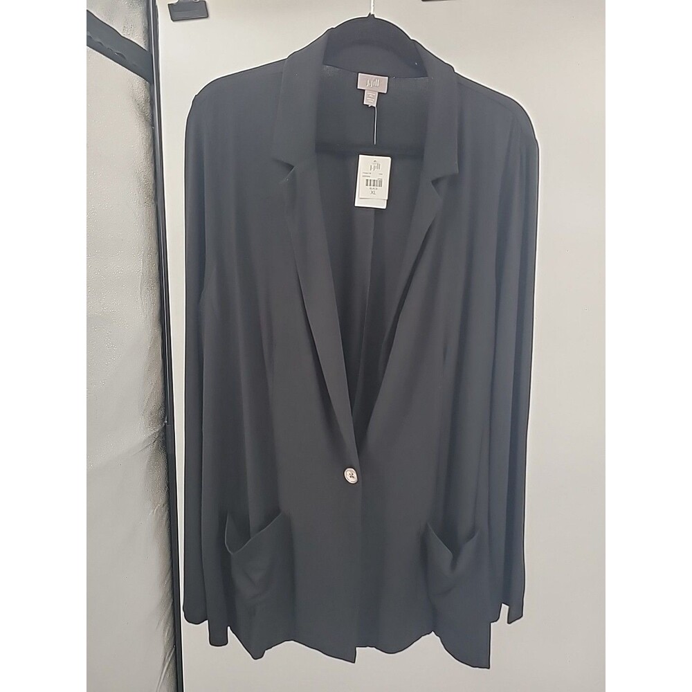 J. Jill Black Cardigan Jacket Sz XL Office Business Casual Career Minimalist New